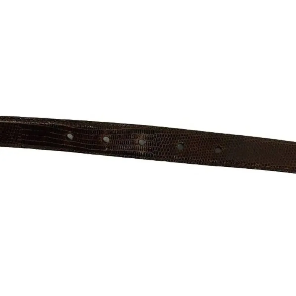 Barry Kieselstein Cord Stylized Silver Alligator Buckle Lizard Skin Belt